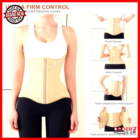 Waist Cincher Shapewear Tummy Control Girdle Zipper Steel Bones Slimming Trainer - Picture 6 of 6